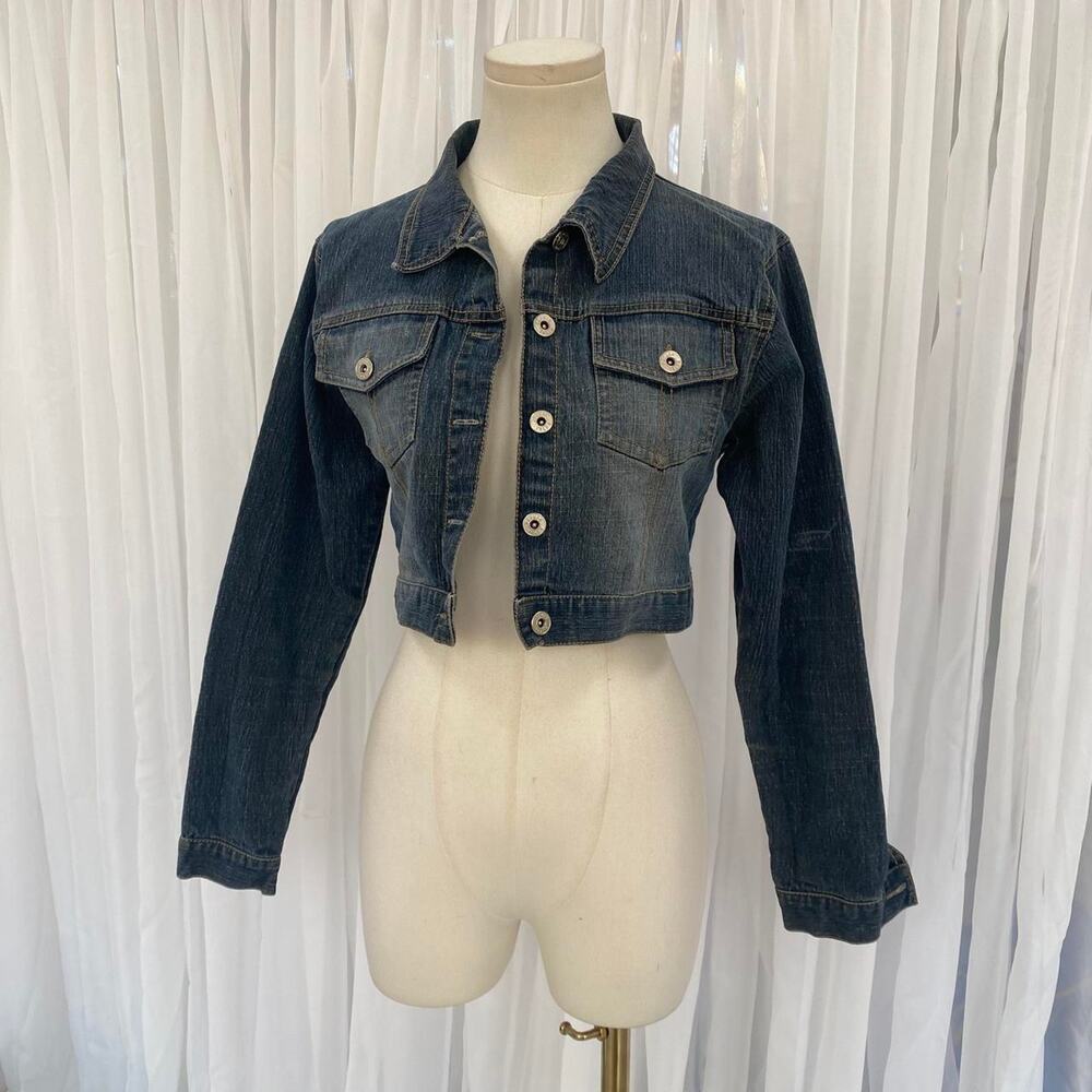 Vintage y2k dark denim cropped jacket